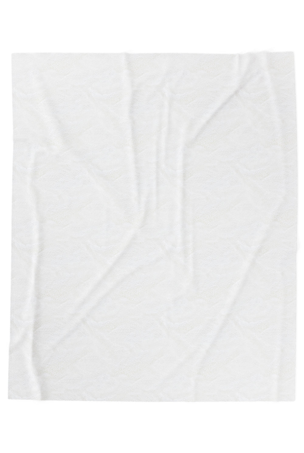 Back of patterned childrens velveteen blanket with chicken, cat, and little girl cartoon characters and flowers on a blue background