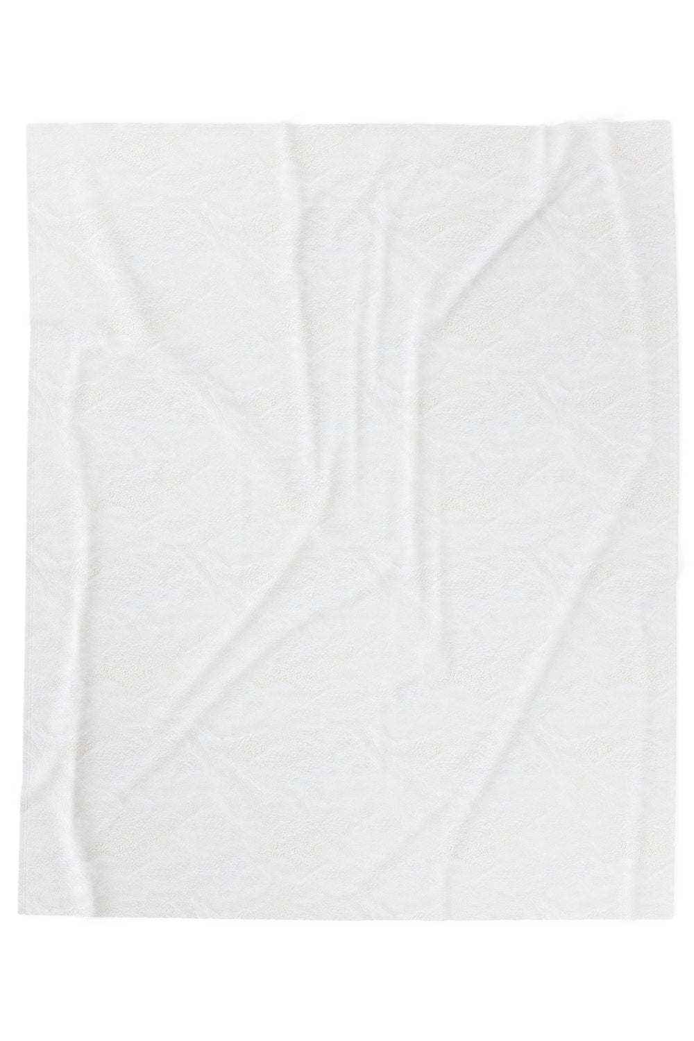 Back of patterned childrens velveteen blanket with chicken, cat, and little girl cartoon characters and flowers on a blue background