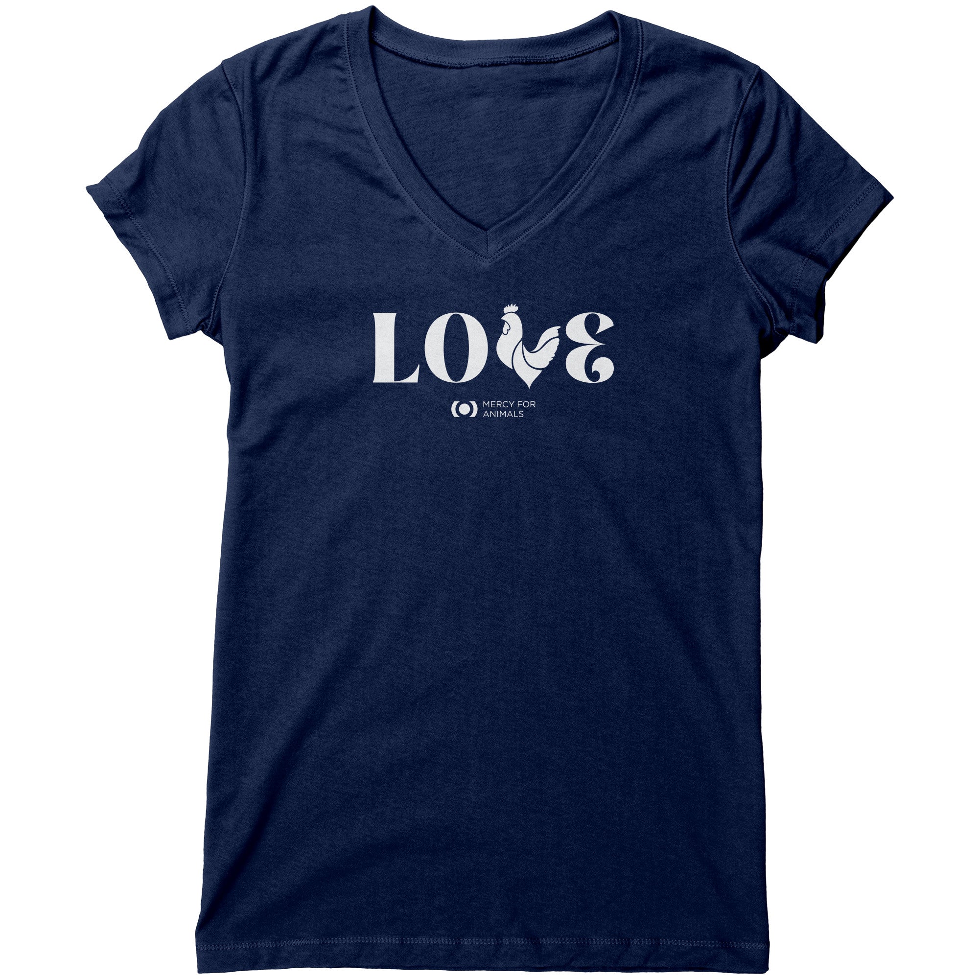 Clucker ‘Love’ V-neck T, Fitted (double from top) | ShopMFA.com