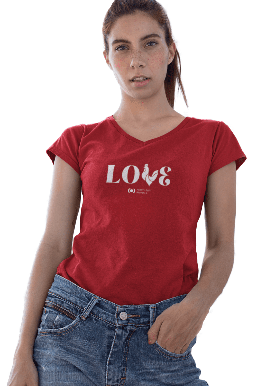 Clucker ‘Love’ V-neck T, Fitted | ShopMFA.com